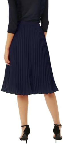 GRACE KARIN Pleated Midi Skirt for Women Chiffon A-Line Outfits
