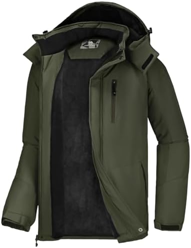 CAMELSPORTS Mens Winter Jacket Waterproof Warm Snow Ski Jackets Faux Fur Fleece Rain Coats with Removable Hood