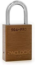 PACLOCK's 90A-PRO Padlock, 1/4" Diameter Hard. Steel Shackle, 1-3/16" Tall, High Performance 7-Pin Cylinder w/ 1 Key, Keyed Differently, Brown
