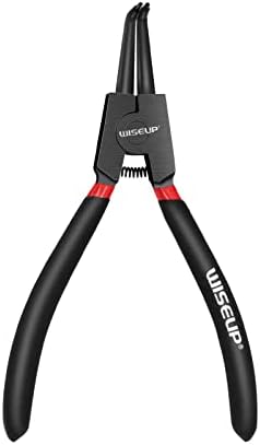 WISEUP Circlip Pliers 7 inch, Bent External Tips (Tip Diameter 1/20") Snap Ring Pliers Heavy Duty for C Clip Remover Retaining