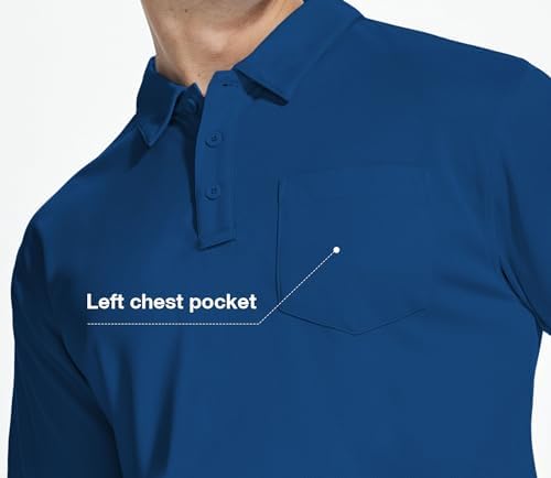 ZITY 5 Pack Polo Shirts for Men with Pocket Dry Quickly Short Sleeve Athletic Outdoor Work Collared Shirts