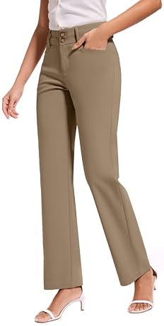 KICZOY Women Dress Pants Stretch Business Straight Leg with Pockets Wear to Work Casual 2026 Suitpants