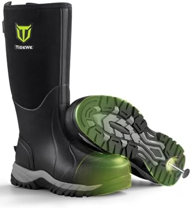 TIDEWE Work Boots for Men, 6mm Neoprene Puncture-Resistant Boots, Size 7-13