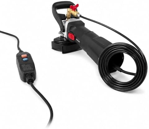 1100W Wet Concrete Grinder & Stone Polisher Kit, 6 Variable Speed Handheld Wet Grinding Machine with Top Water Feed & GFCI, 4” Diamond Wheel and 7 Polishing Pads for Concrete, Granite, Marble & Brick