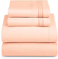 Hearth & Harbor Twin Size Sheets - 3 Piece Bed Sheet Set, Hotel Luxury Double Brushed Bed Sheets - Extra Soft Bedding Sheets & Pillowcases, Twin, Peach