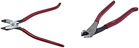 Klein Tools D201-7CSTA Linesman Pliers, Side Cutters with Spring Loaded Action & D248-9ST Ironworker's Diagonal Cutting Pliers with High Leverage Design, 9-Inch