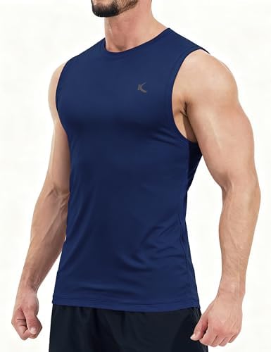 KPSUN Men's Quick Dry Workout Tank Top Summer Beach Shirt | UPF 50+ Sleeveless Gym Muscle Shirt with Hidden Pocket for Keys. Ideal for Gym Training, Outdoor Running, And Beach Workouts
