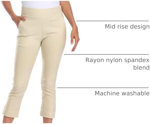 HDE Pull On Capri Pant for Women w/Pockets Elastic Waist Cropped Work Pant