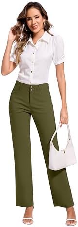KICZOY Women Dress Pants Stretch Business Straight Leg with Pockets Wear to Work Casual 2026 Suitpants