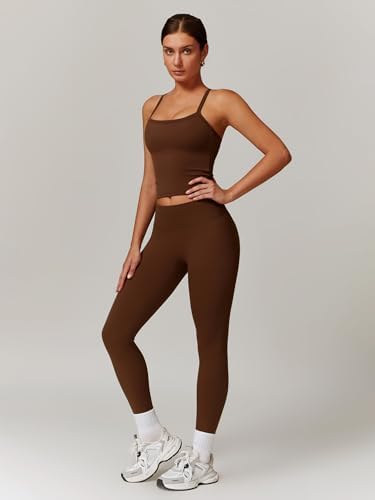 ABOCIW Workout Sets for Women 2 Piece Padded Sports Bra Tank Top High Waist Leggings Sets Gym Yoga Work Out Clothes