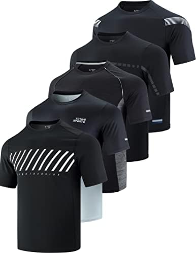 Liberty Imports 5 Pack Men's Active Quick Dry Crew Neck T Shirts