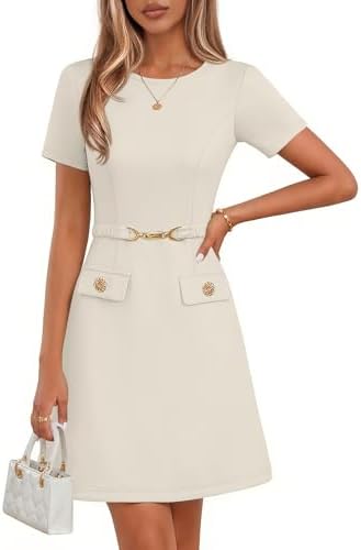 MEROKEETY Women's Summer Business Casual Work Office Mini Dress