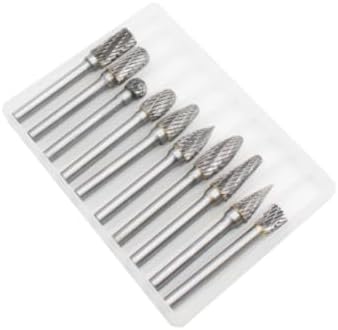 10PCS Tungsten Carbide Burr Set,1/2" Head 1/4" Shank Shank HRA90 Rotary Burr Bits, Compatible with Dremel for Metal Grinding, Wood Carving, Deburring,Engraving, Drilling