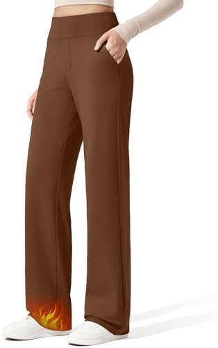 G4Free EverGoing Fleece Lined Wide Leg Pants for Women Dressy Work Casual
