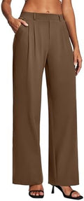 Heathyoga Womens Dress Pants Pull On Stretchy Work Pants Wide Leg Trousers