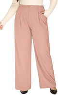1X-5X Plus Size Wide Leg Dress Pants Women Pull On Stretchy Work Pants