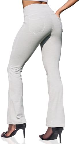 VOOVEEYA Women's Bootcut Leggings - Bootleg Yoga Pants Flare with 4 Pockets