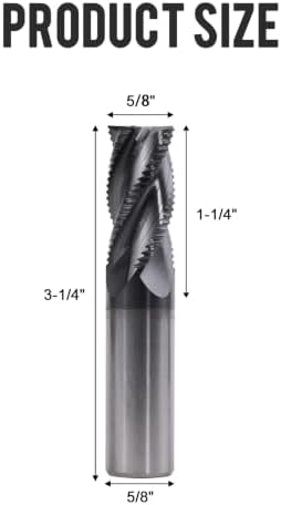 5/8" 4 Flute Roughing End Mill AlTiN Coated Carbide, 1Pcs