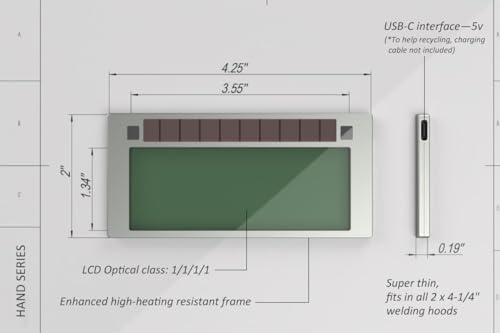 Tefuawe Hand Series 2x4 1/4 Digital Auto Darkening Welding Lens, Low Amps 2A Tig, Shade 9, for Sugar Scoop and Pipeline Welding Hood