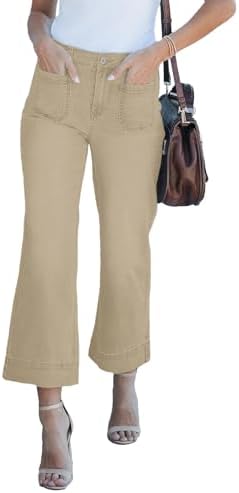 Wide Leg Jeans for Women Trendy High Waisted Flare Jeans Cropped Pants Stretchy Baggy