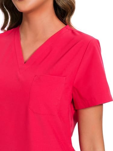 COZYFIT Scrubs for Women Set - Stretch V-Neck & Jogger Pant with 9 Pockets