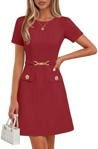 MEROKEETY Women's Summer Business Casual Work Office Mini Dress