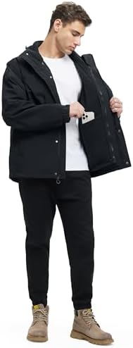 VOPOKER Mens 3 in 1 Winter Coats Waterproof Warm Fleece Jacket With Multi-Pockets