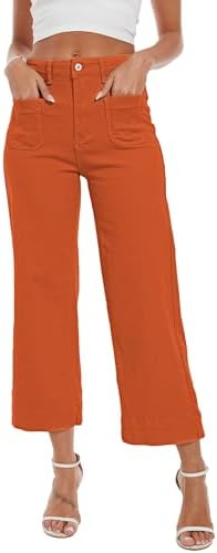 Wide Leg Jeans for Women Trendy High Waisted Flare Jeans Cropped Pants Stretchy Baggy