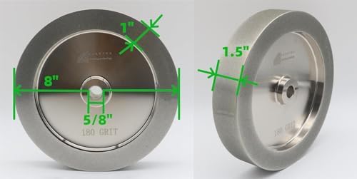 CBN Wheel 8 Inch, CBN Grinding Wheels 8" Diameter, 5/8" Bore, 1.5" Wide, 1" Down the Side, Suitable for Sharpening Woodturning and HSS Tools (80 Grit)