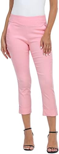 HDE Pull On Capri Pant for Women w/Pockets Elastic Waist Cropped Work Pant