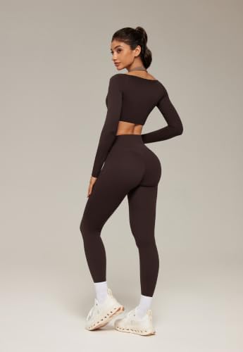 SUUKSESS Women 2 Piece Workout Sets Double Layer Padded Pilates Outfits