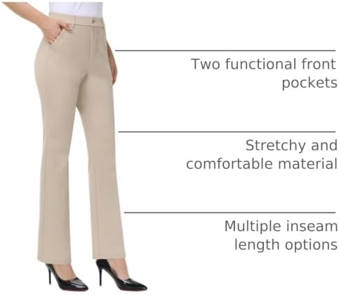 iChosy Women's Stretch Straight Leg Dress Work Pants Business Casual Slacks
