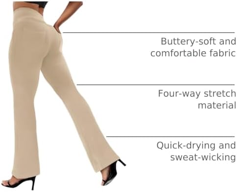 VOOVEEYA Women's Bootcut Leggings - Bootleg Yoga Pants Flare with 4 Pockets