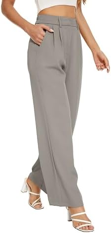 FUNYYZO Wide Leg Dress Pants for Women Work Slacks Business Casual Outfits