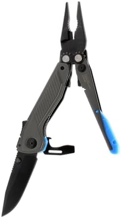 SOG Everyday Daily Solution EDC Flash MT Multi-Tool with CRYO D2 Steel Compact Pocket Size, 7 Tools, Stainless-Steel Housing, Urban Gray & Cyan
