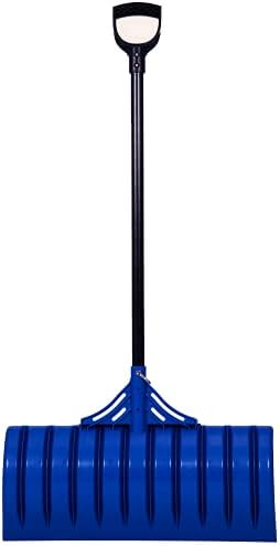 EarthWay Polar Tech 93017 Snow Shovel for Driveway - 26 Inch Blue Shovel with High Impact ABS Resin, Long Fiberglass Handle, Ergonomic D Handle, Quick Assembly