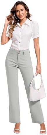 KICZOY Women Dress Pants Stretch Business Straight Leg with Pockets Wear to Work Casual 2026 Suitpants