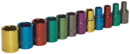 Sealey Ak282 Multi-Coloured Socket Set 12Pc 1/4Sq Drive 6Pt Walldrive Metric