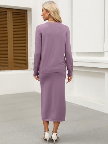 ANRABESS Women 2 Piece Striped Sweater Skirt Set