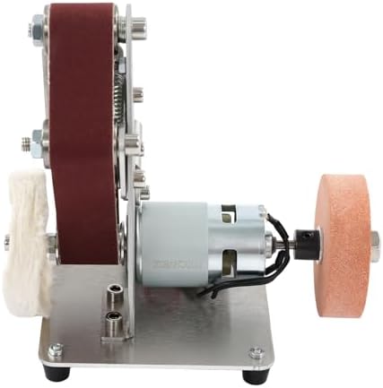 Mini Belt Sander, 7 Adjustable Speed Electric Grinding Sanding Machine, Handcraft System Bench Grinder Polisher Buffer for DIY Craft Wood Stained Glass Jewelry Making
