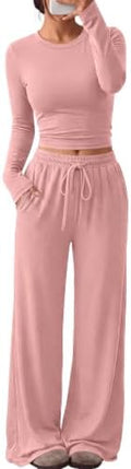 Trendy Queen Women's 2 Piece 2026 Fall Fashion Lounge Set with Pockets