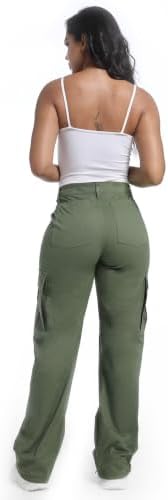 Soulsfeng Women's Baggy Cargo Pants Relaxed Fit Casual Cotton Hiking Pants with 6 Pockets