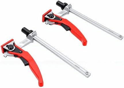 Fafeicy 2 Pcs Bench Dog Clamp Quick Ratchet 20mm Dog Hole Hold Down Clamp for Woodworking Carving Milling Polishing