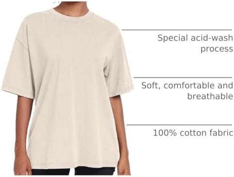 Womens Vintage Oversized T Shirts Acid Washed Baggy Cotton Tee Workout Gym Shirts Boyfriend Short Sleeve Tops