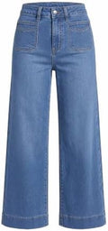 GRAPENT Women's Wide Leg Jeans High Waisted Cropped Stretchy Denim Pants