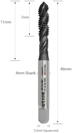 Tools M3 x 0.5 AlTiN Coating Spiral Flute Thread Tap, Metric Machine Threading Tap High Speed Steel Cobalt(HSSCo), Round Shank with Square End, H2 Tolerance, 2pcs