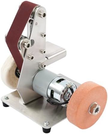 Mini Belt Sander, 7 Adjustable Speed Electric Grinding Sanding Machine, Handcraft System Bench Grinder Polisher Buffer for DIY Craft Wood Stained Glass Jewelry Making