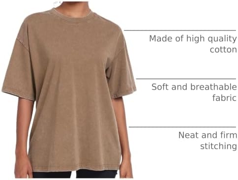 Womens Vintage Oversized T Shirts Acid Washed Baggy Cotton Tee Workout Gym Shirts Boyfriend Short Sleeve Tops
