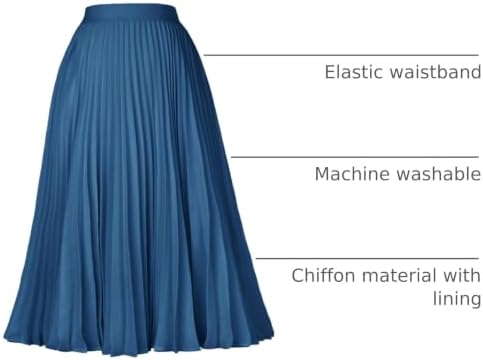 GRACE KARIN Pleated Midi Skirt for Women Chiffon A-Line Outfits
