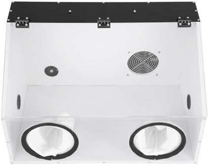 2 Holes Fully Enclosed Dust Box Electric Grinding Table Polisher Dust Box for Grinding Polishing Acrylic Dust Box with 5W Blower Fan, 22.8 x 14.37 x 14.37 Inch (6.7" Hole Diameter)